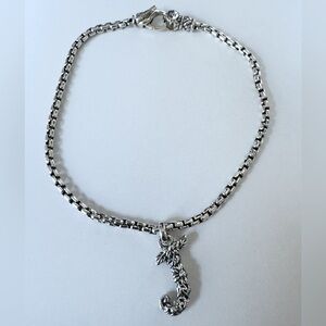 John Hardy JAI Sterling Silver Letter Initial “J”Charm Box Chain Bracelet